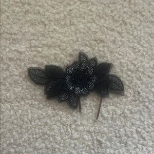 Black Floral Hair Accessory with Glossy Finish